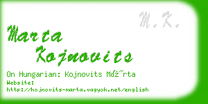 marta kojnovits business card